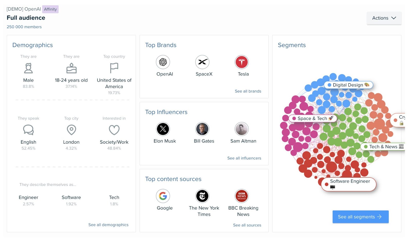 Full audience report in Audience Intelligent app