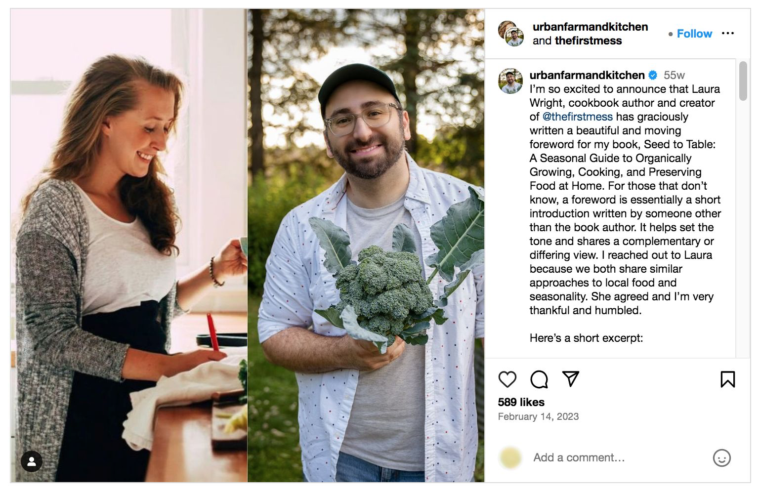 @thefirstmess and @urbanfarmandkitchen Instagram collaboration