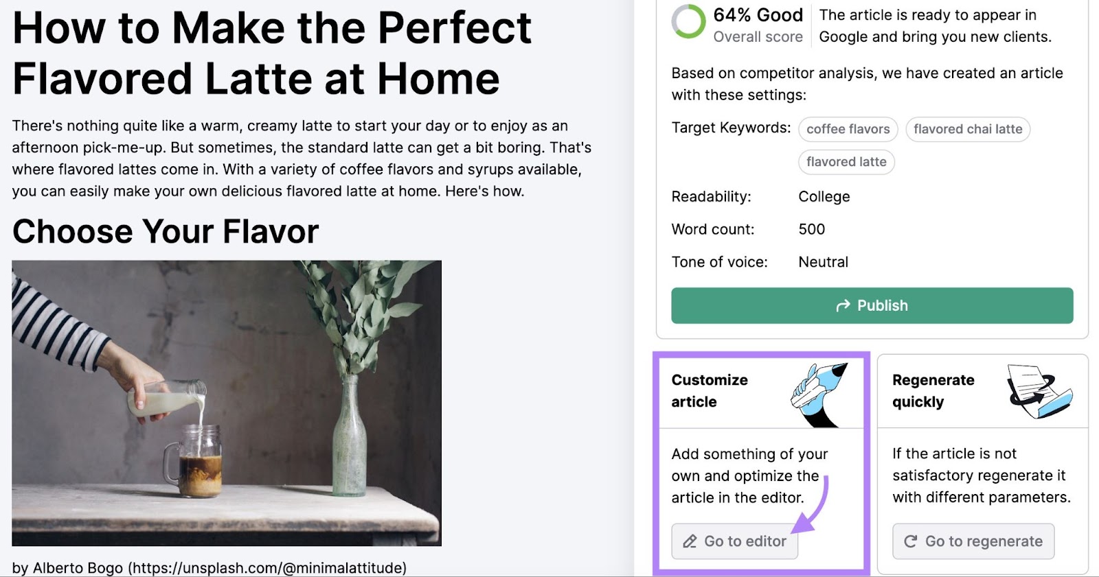 Go to editor in ContentShake AI