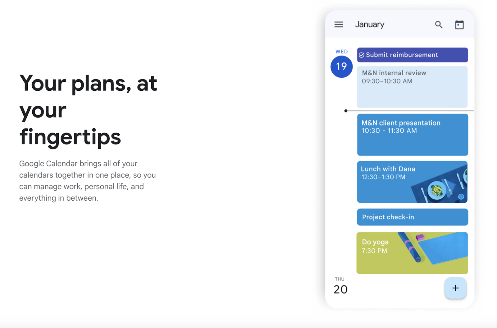 Google Calendar landing page