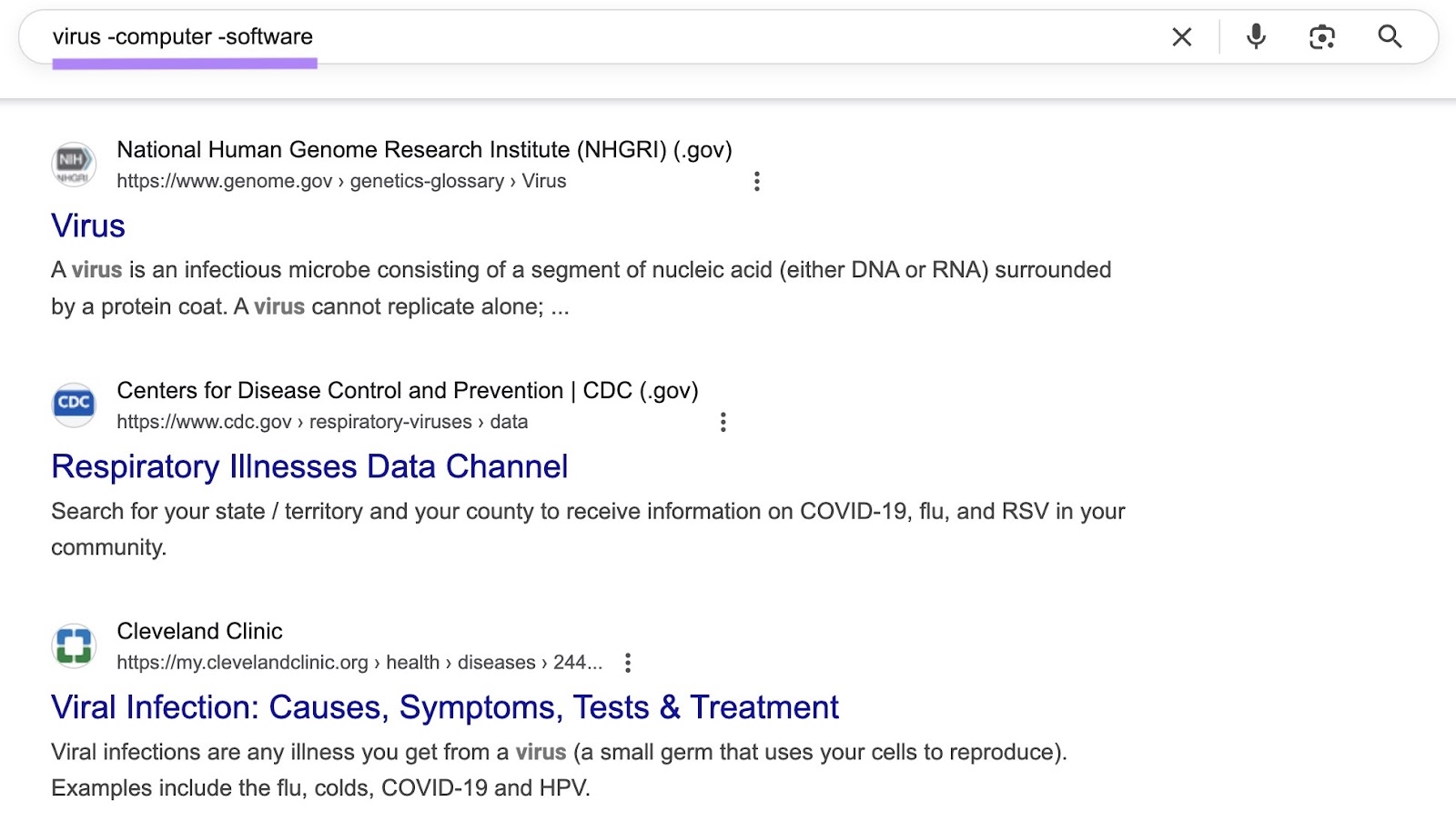 Excluding unwanted words on Google by using the minus sign to show only relevant results.