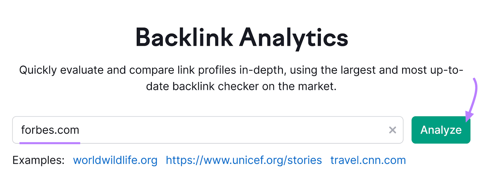 Backlinks tool with “forbes.com” entered in the domain bar.