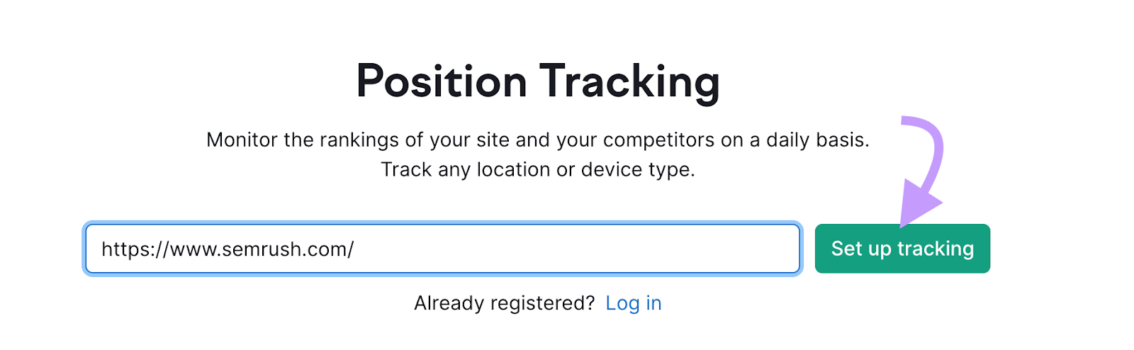 "https://explodone.toolsurf.com/" domain entered into the Position Tracking tool search bar