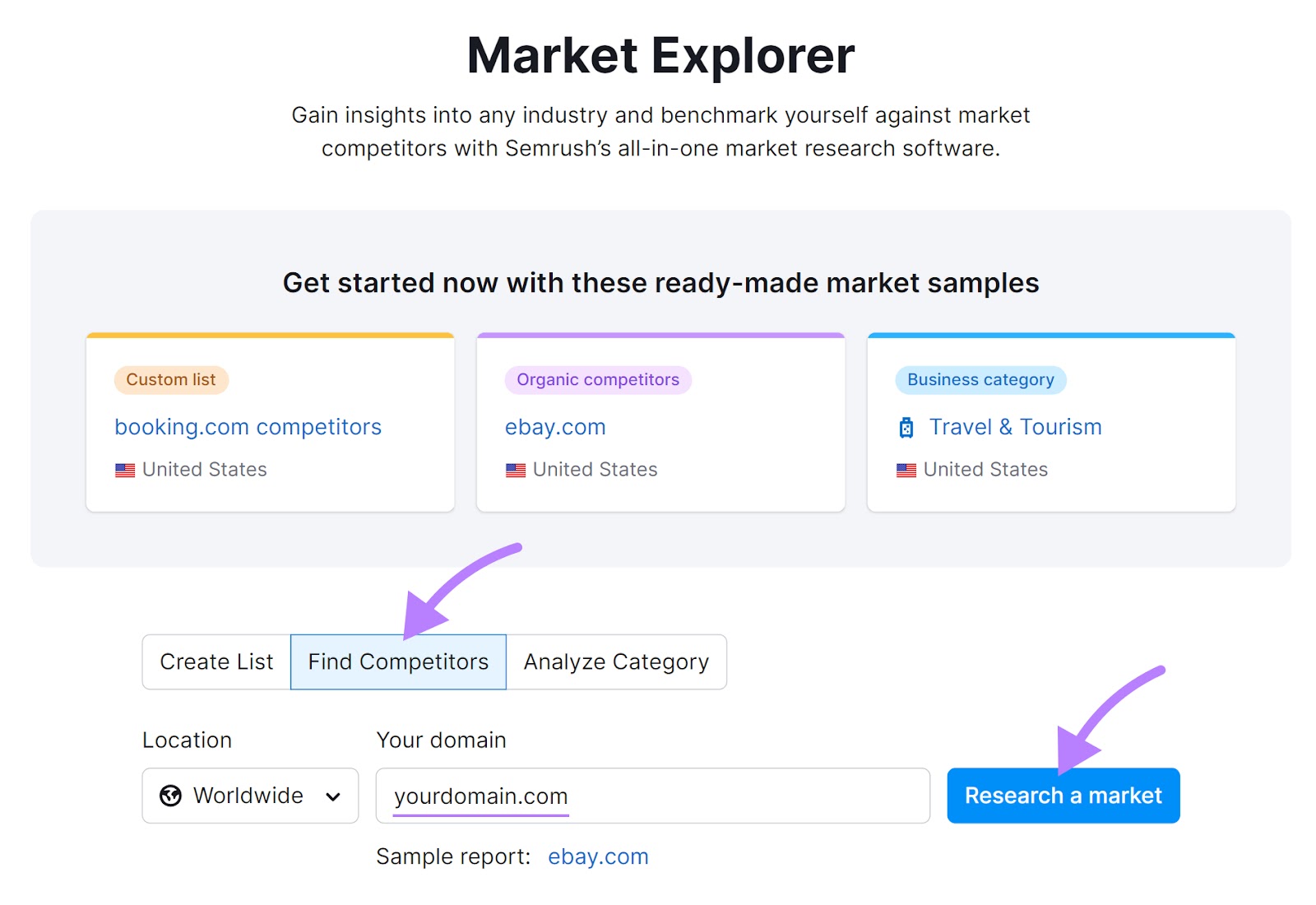 Market Explorer tool