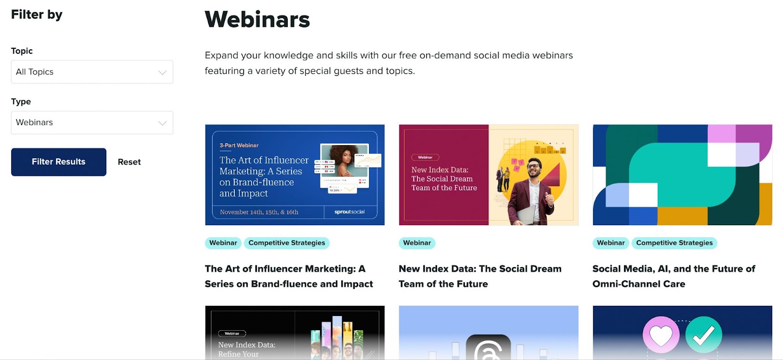 Sprout’s webinars page